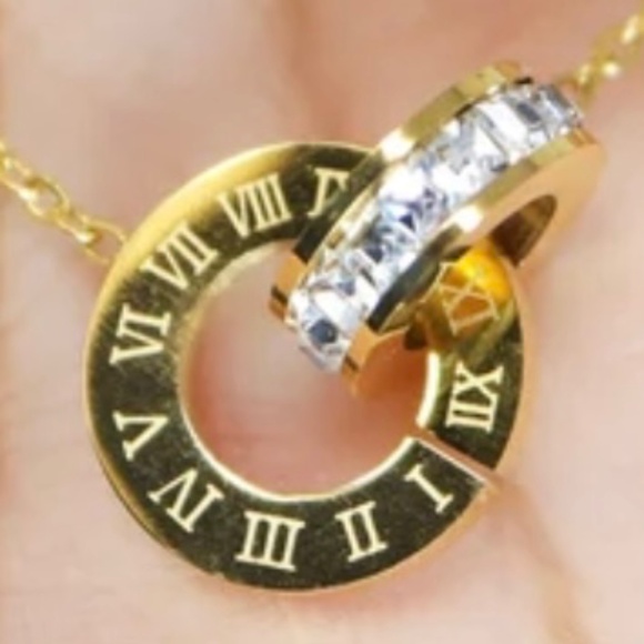 New Women’s Necklace Linked Eternity CZ Like and Roman Numeral 18” with Extender - Picture 3 of 5